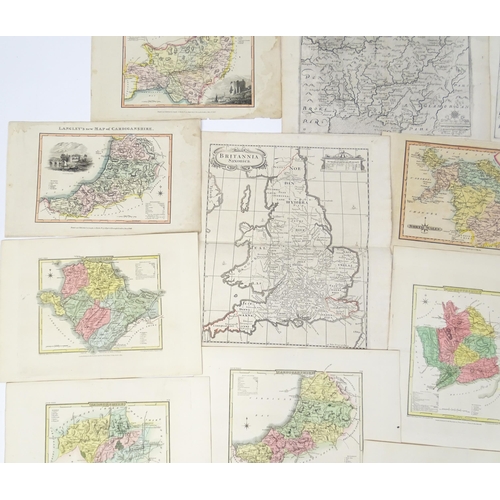 1975 - A quantity of 19thC maps, to include North Wales , Brecknockshire , Monmouthshire (Roper), Denbighsh... 