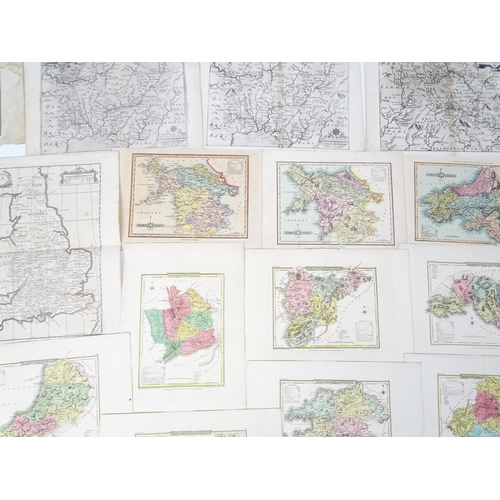 1975 - A quantity of 19thC maps, to include North Wales , Brecknockshire , Monmouthshire (Roper), Denbighsh... 