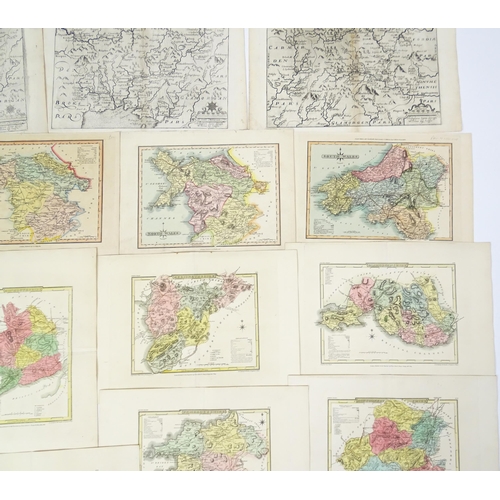 1975 - A quantity of 19thC maps, to include North Wales , Brecknockshire , Monmouthshire (Roper), Denbighsh... 