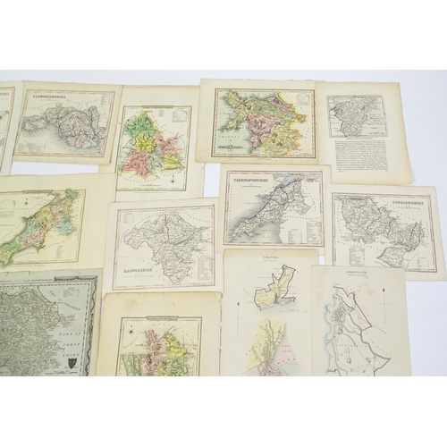 1975 - A quantity of 19thC maps, to include North Wales , Brecknockshire , Monmouthshire (Roper), Denbighsh... 