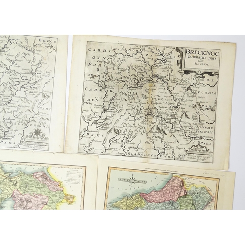 1975 - A quantity of 19thC maps, to include North Wales , Brecknockshire , Monmouthshire (Roper), Denbighsh... 