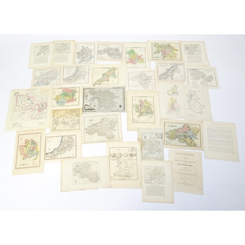 1975 - A quantity of 19thC maps, to include North Wales , Brecknockshire , Monmouthshire (Roper), Denbighsh... 