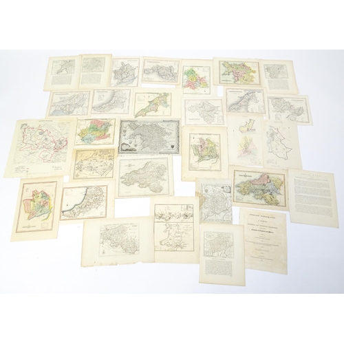 1975 - A quantity of 19thC maps, to include North Wales , Brecknockshire , Monmouthshire (Roper), Denbighsh... 