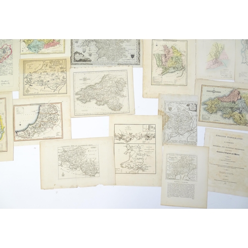 1975 - A quantity of 19thC maps, to include North Wales , Brecknockshire , Monmouthshire (Roper), Denbighsh... 