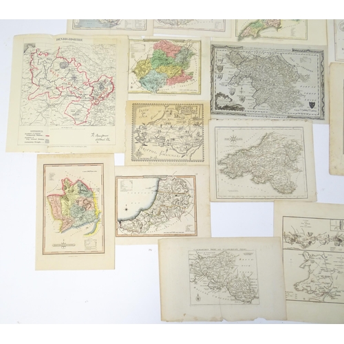 1975 - A quantity of 19thC maps, to include North Wales , Brecknockshire , Monmouthshire (Roper), Denbighsh... 