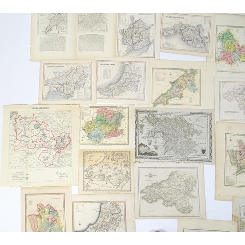 1975 - A quantity of 19thC maps, to include North Wales , Brecknockshire , Monmouthshire (Roper), Denbighsh... 