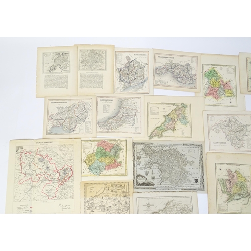 1975 - A quantity of 19thC maps, to include North Wales , Brecknockshire , Monmouthshire (Roper), Denbighsh... 