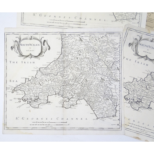 1975 - A quantity of 19thC maps, to include North Wales , Brecknockshire , Monmouthshire (Roper), Denbighsh... 