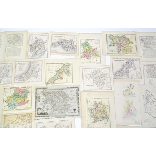 1975 - A quantity of 19thC maps, to include North Wales , Brecknockshire , Monmouthshire (Roper), Denbighsh... 