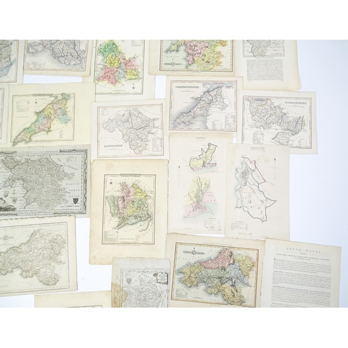 1975 - A quantity of 19thC maps, to include North Wales , Brecknockshire , Monmouthshire (Roper), Denbighsh... 