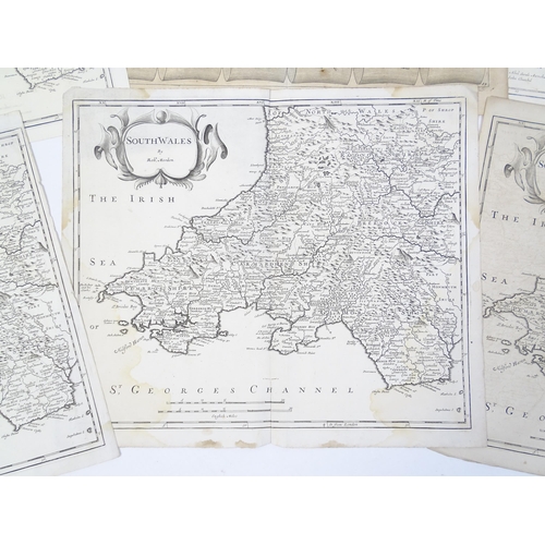 1975 - A quantity of 19thC maps, to include North Wales , Brecknockshire , Monmouthshire (Roper), Denbighsh... 