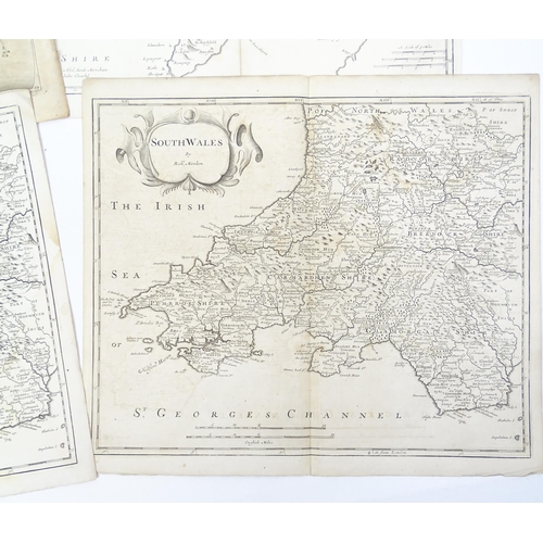 1975 - A quantity of 19thC maps, to include North Wales , Brecknockshire , Monmouthshire (Roper), Denbighsh... 