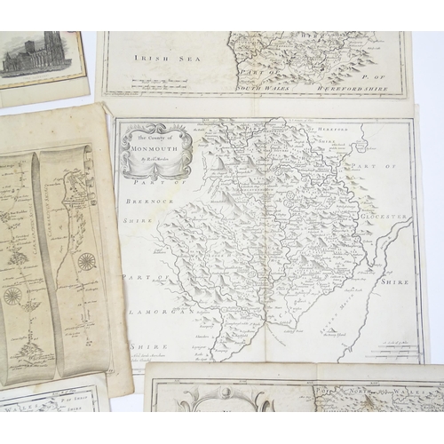 1975 - A quantity of 19thC maps, to include North Wales , Brecknockshire , Monmouthshire (Roper), Denbighsh... 