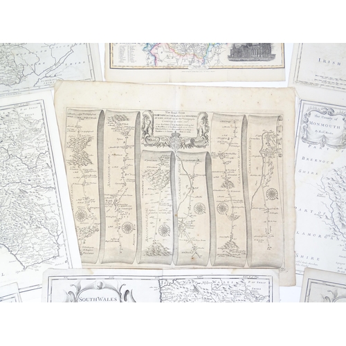 1975 - A quantity of 19thC maps, to include North Wales , Brecknockshire , Monmouthshire (Roper), Denbighsh... 