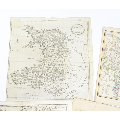 1975 - A quantity of 19thC maps, to include North Wales , Brecknockshire , Monmouthshire (Roper), Denbighsh... 