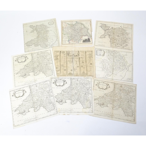 1975 - A quantity of 19thC maps, to include North Wales , Brecknockshire , Monmouthshire (Roper), Denbighsh... 