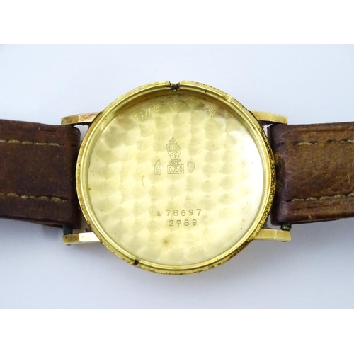 791 - An 18ct gold cased gentleman's Movado wristwatch the silvered dial with Arabic numerals and subsidia... 