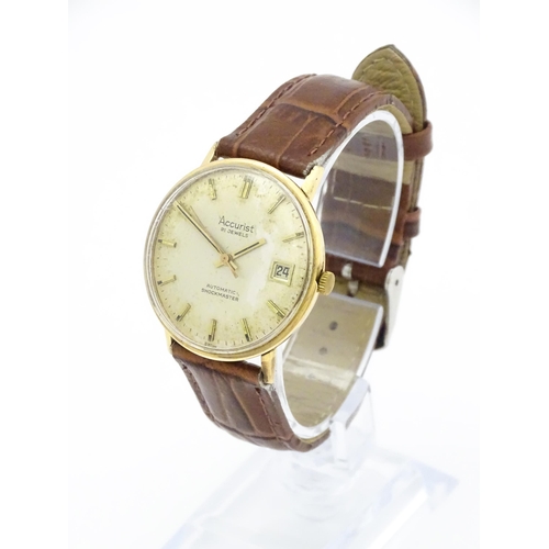 792 - A vintage 9ct gold cased gentleman's Accurist automatic shock master wristwatch, hallmarked Edinburg... 