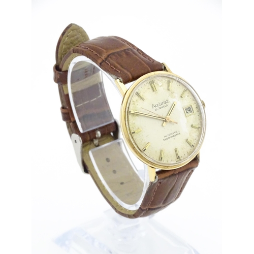 792 - A vintage 9ct gold cased gentleman's Accurist automatic shock master wristwatch, hallmarked Edinburg... 