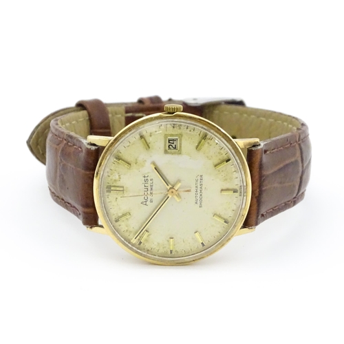 792 - A vintage 9ct gold cased gentleman's Accurist automatic shock master wristwatch, hallmarked Edinburg... 