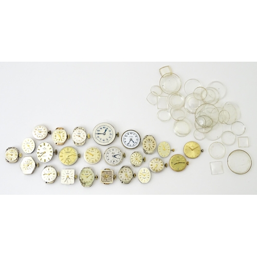 804 - A quantity of assorted watch movements to include Omega, Accurist, Rotary, etc. Together with variou... 