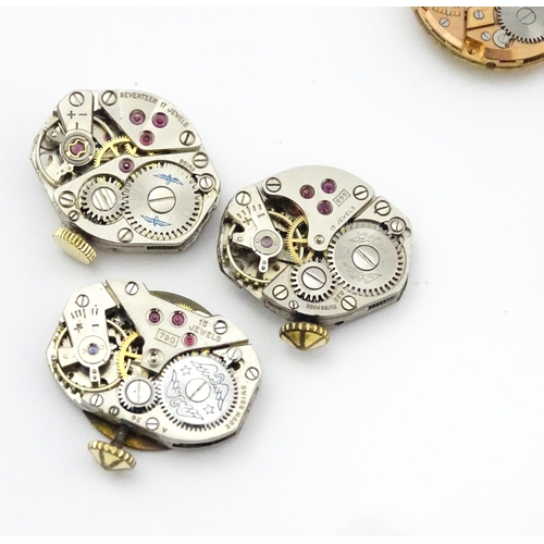 804 - A quantity of assorted watch movements to include Omega, Accurist, Rotary, etc. Together with variou... 