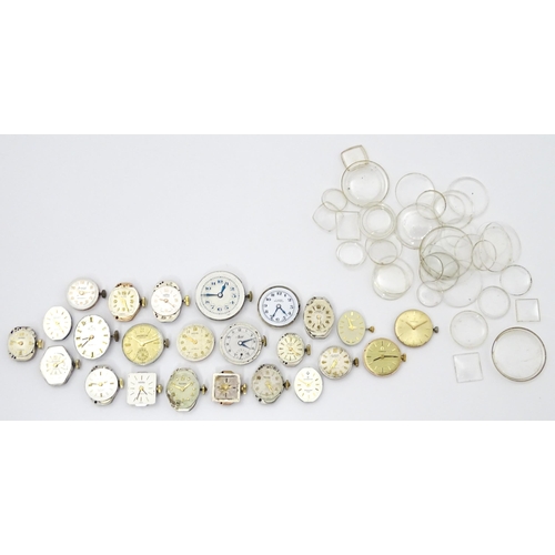 804 - A quantity of assorted watch movements to include Omega, Accurist, Rotary, etc. Together with variou... 