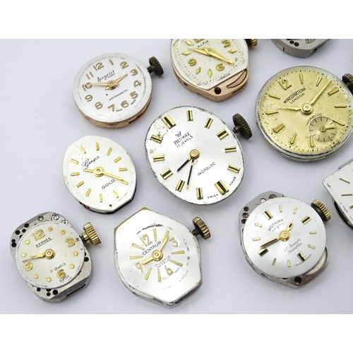 804 - A quantity of assorted watch movements to include Omega, Accurist, Rotary, etc. Together with variou... 