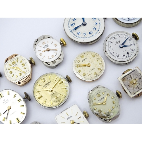 804 - A quantity of assorted watch movements to include Omega, Accurist, Rotary, etc. Together with variou... 