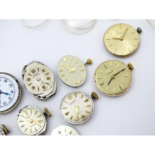 804 - A quantity of assorted watch movements to include Omega, Accurist, Rotary, etc. Together with variou... 