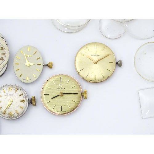 804 - A quantity of assorted watch movements to include Omega, Accurist, Rotary, etc. Together with variou... 