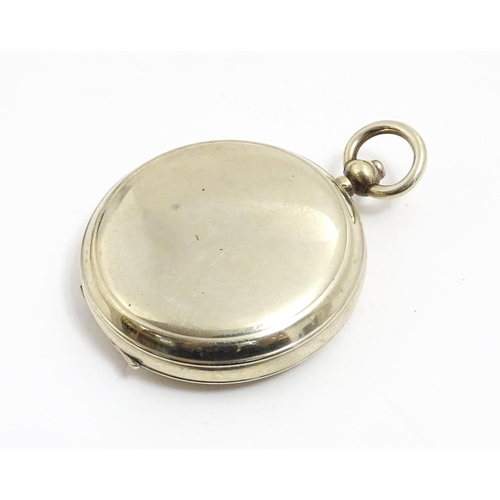 1179 - A mid 20thC pocket compass, with steel pocketwatch style case, approx 1 3/4