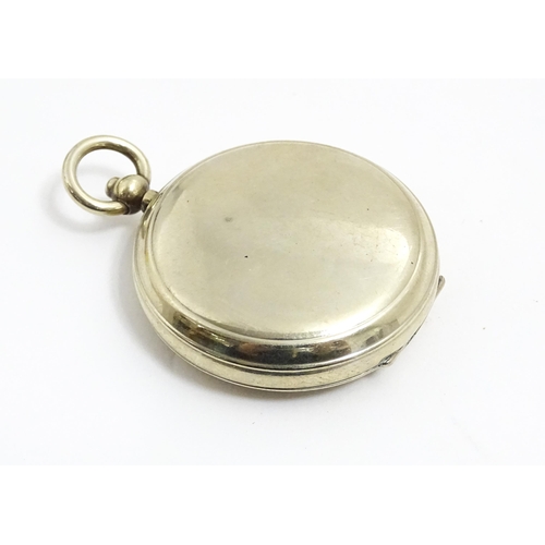 1179 - A mid 20thC pocket compass, with steel pocketwatch style case, approx 1 3/4