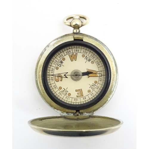 1179 - A mid 20thC pocket compass, with steel pocketwatch style case, approx 1 3/4