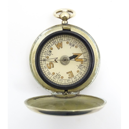 1179 - A mid 20thC pocket compass, with steel pocketwatch style case, approx 1 3/4