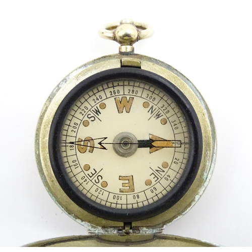 1179 - A mid 20thC pocket compass, with steel pocketwatch style case, approx 1 3/4