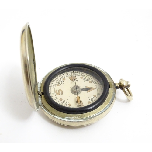 1179 - A mid 20thC pocket compass, with steel pocketwatch style case, approx 1 3/4