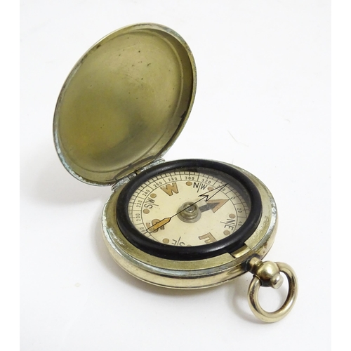 1179 - A mid 20thC pocket compass, with steel pocketwatch style case, approx 1 3/4