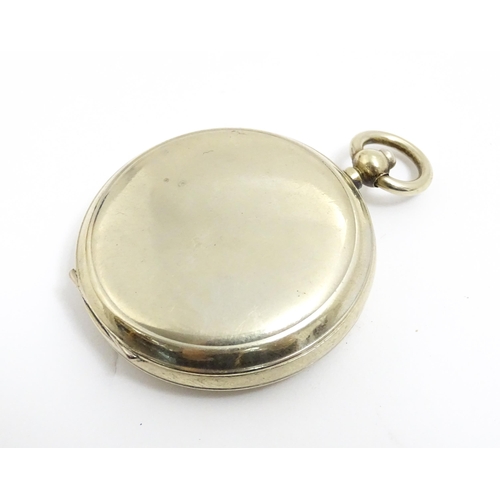 1179 - A mid 20thC pocket compass, with steel pocketwatch style case, approx 1 3/4