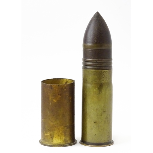 836 - Militaria : an inert WWI French Model 1916 37mm infantry cannon shell and projectile, together with ... 