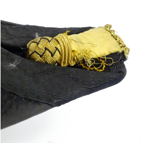 841 - Militaria : a 19thC Royal Navy Officer's bicorn hat by J Baker & Co of Portsmouth , the interior wit... 