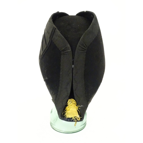 841 - Militaria : a 19thC Royal Navy Officer's bicorn hat by J Baker & Co of Portsmouth , the interior wit... 