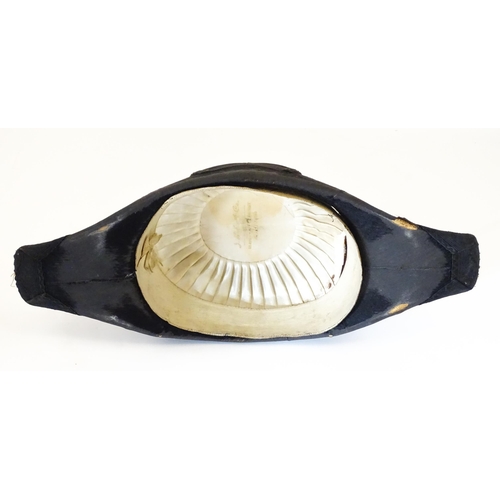 841 - Militaria : a 19thC Royal Navy Officer's bicorn hat by J Baker & Co of Portsmouth , the interior wit... 