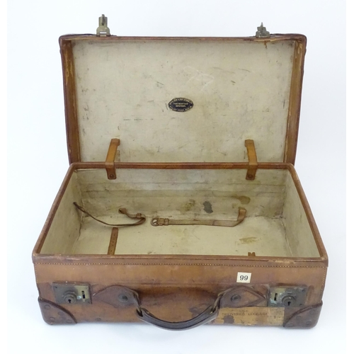 844 - Militaria, WWI / World War 1 / First World War / WWI : an early 20thC leather suitcase by Army & Nav... 