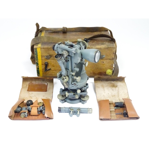 1185 - An early to mid 20thC cased 'Tavistock' theodolite by Cooke, Troughton and Simms, York. Stamped with... 