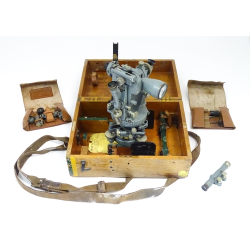 1185 - An early to mid 20thC cased 'Tavistock' theodolite by Cooke, Troughton and Simms, York. Stamped with... 