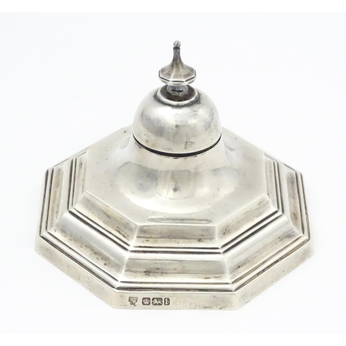 314A - A silver inkwell of octagonal form  hallmarked Sheffield 1903 maker Hawksworth, Eyre & Co Ltd. Appro... 