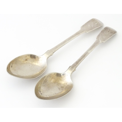 401A - A pair of George III silver Fiddle pattern tablespoons, hallmarked Newcastle 1797, maker Thomas Wats... 