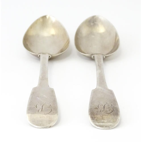 401A - A pair of George III silver Fiddle pattern tablespoons, hallmarked Newcastle 1797, maker Thomas Wats... 