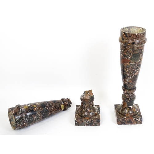 1336 - A marble architectural column / stand of tapering form with squared base. Approx 32